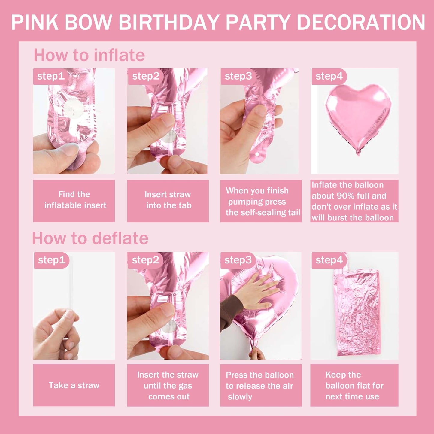 Pink Bow Birthday Decorations for Girls Women, Coquette Birthday