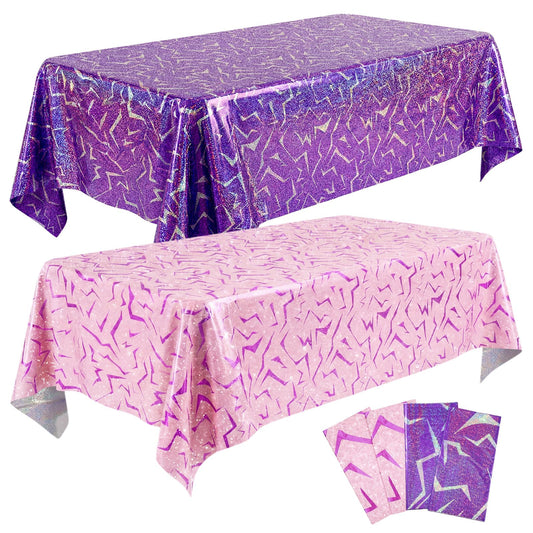 Oudain 4 Pcs Kpop Theme Purple & Pink Lightning Crack Print