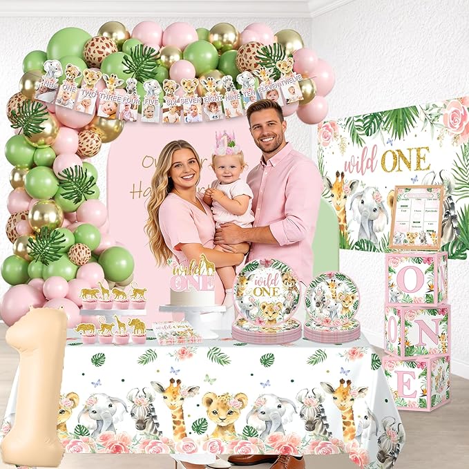 Cocomigo 184pcs Wild One Birthday Decorations Girl Wild One Party