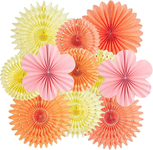 PAPER JAZZ Paper Flowers with Paper Fan Boho Hanging Decor Artificial