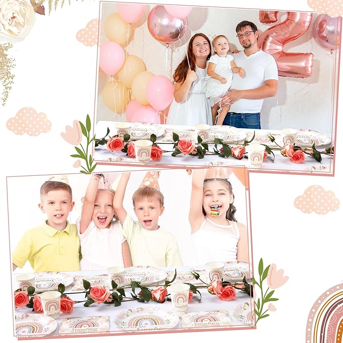 200 Pcs Rainbow Baby Shower Paper Plates Napkins Cups Baby Shower
