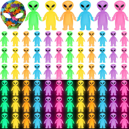 CroBlissful 120 Pcs Colorful Mini Alien Figures Bulk Glow in The Dark