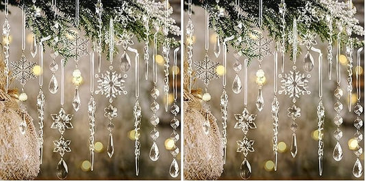 18pcs Christmas Tree Decoration Crystal Ornaments - Hanging Acrylic