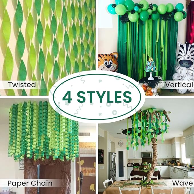 Crepe Paper Streamers 6 Rolls 492ft, Pack of Lime Green