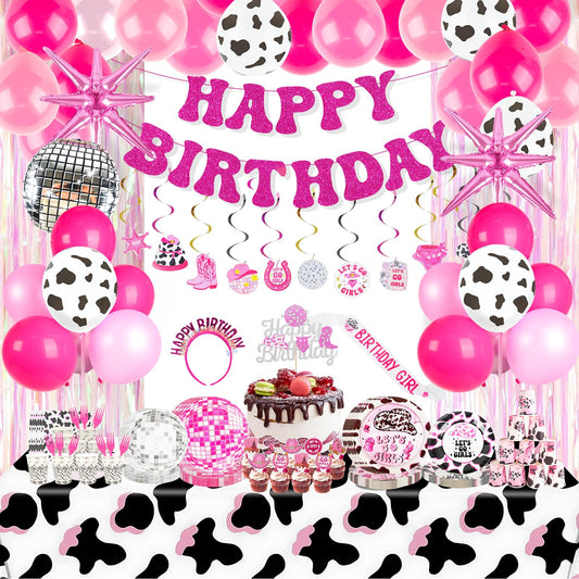 185Pcs Cowgirl Birthday Party Decorations Supplies - Includes 20