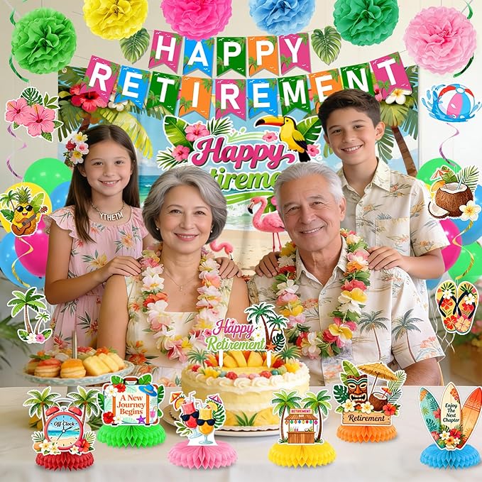 Luau Hawaiian Retirement Party Decorations Tropical Happy Retirement