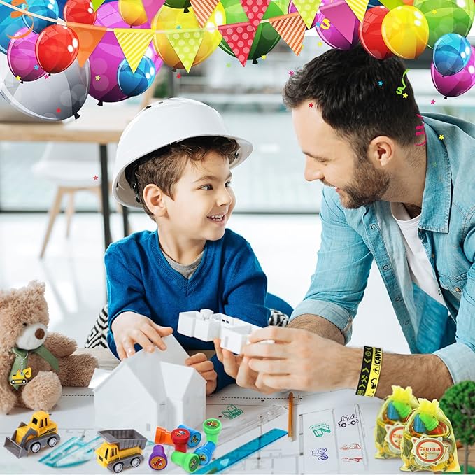 244 Pcs Construction Birthday Party Favors Set for 24 Guests Include