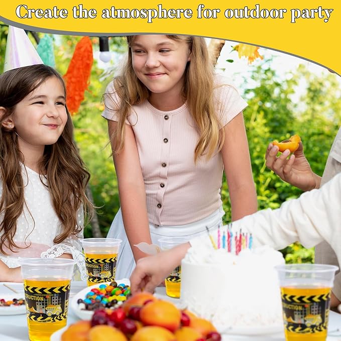 60 Pieces 16oz Construction Birthday Party Supplies Disposable