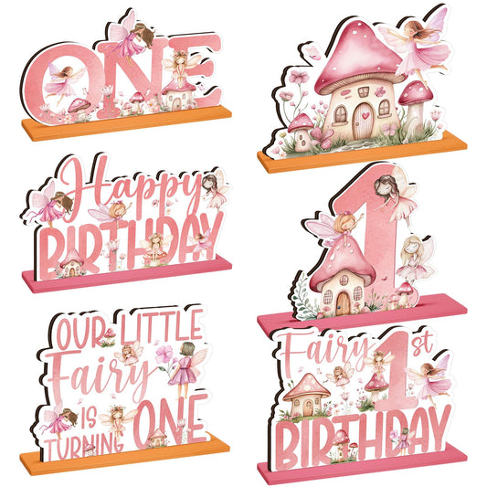 CroBlissful 6 Pcs Fairy Wonderland Party Decorations Wood Fairy Table