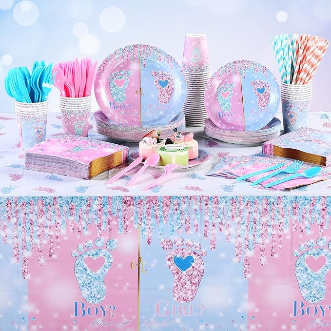 452 Pcs Gender Reveal Party Decoration for 50 Guests Boy or Girl