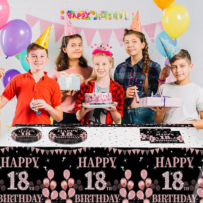 62Pcs 18th Birthday Decorations for Girls Her Rose Gold Birthday
