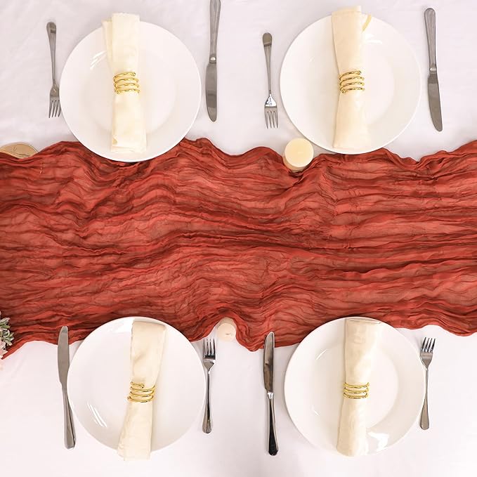 10 Ft Fall Thanksgiving Table Runner Terracotta Rust