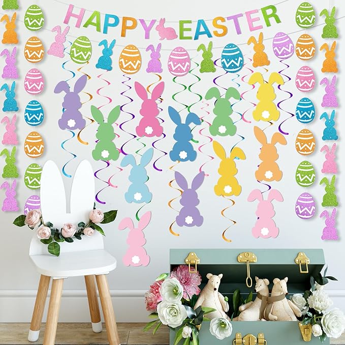 30 Pcs Happy Easter Decorations Set Easter Party Decoration Egg