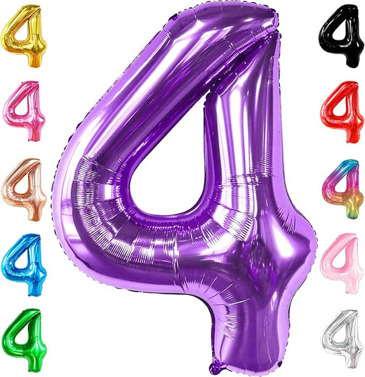 Giant Purple 4 Balloon Number - 40 Inch | Purple Number 4
