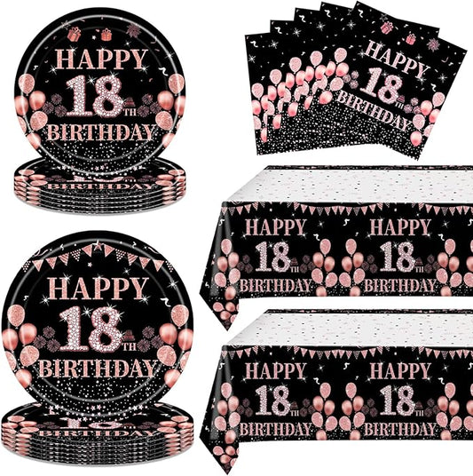 62Pcs 18th Birthday Decorations for Girls Her Rose Gold Birthday
