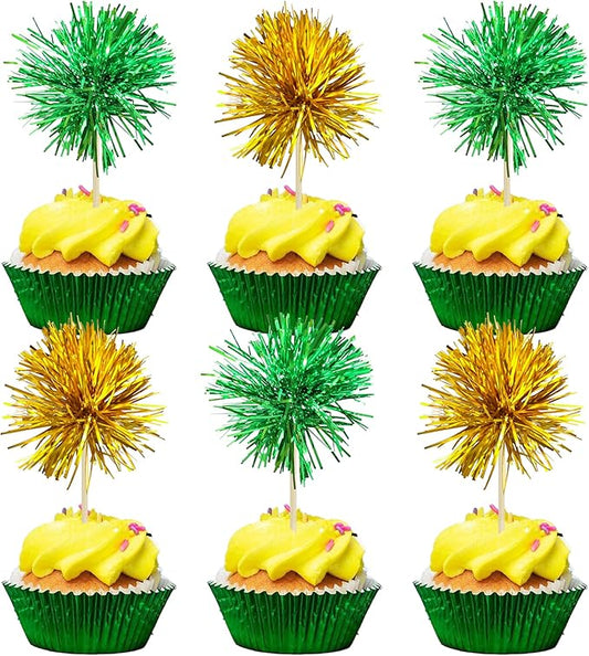 Gyufise 30Pcs Foil Firework Cupcake Toppers Sparkle Tinsel Cake #11