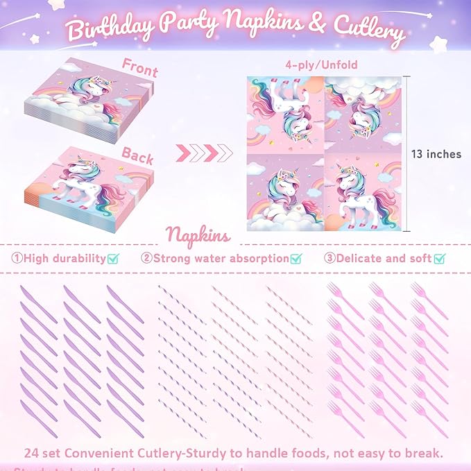 171Pcs Unicorn Birthday Party Decorations with Unicorn Rainbow