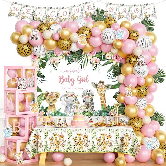 147 PCs Safari Baby Shower Decorations for Girl Party Inspo Jungle