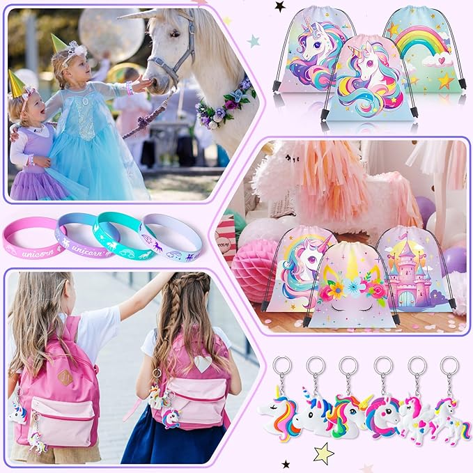 12 Sets Unicorn Party Favors Birthday Supplies for Girls Kid
