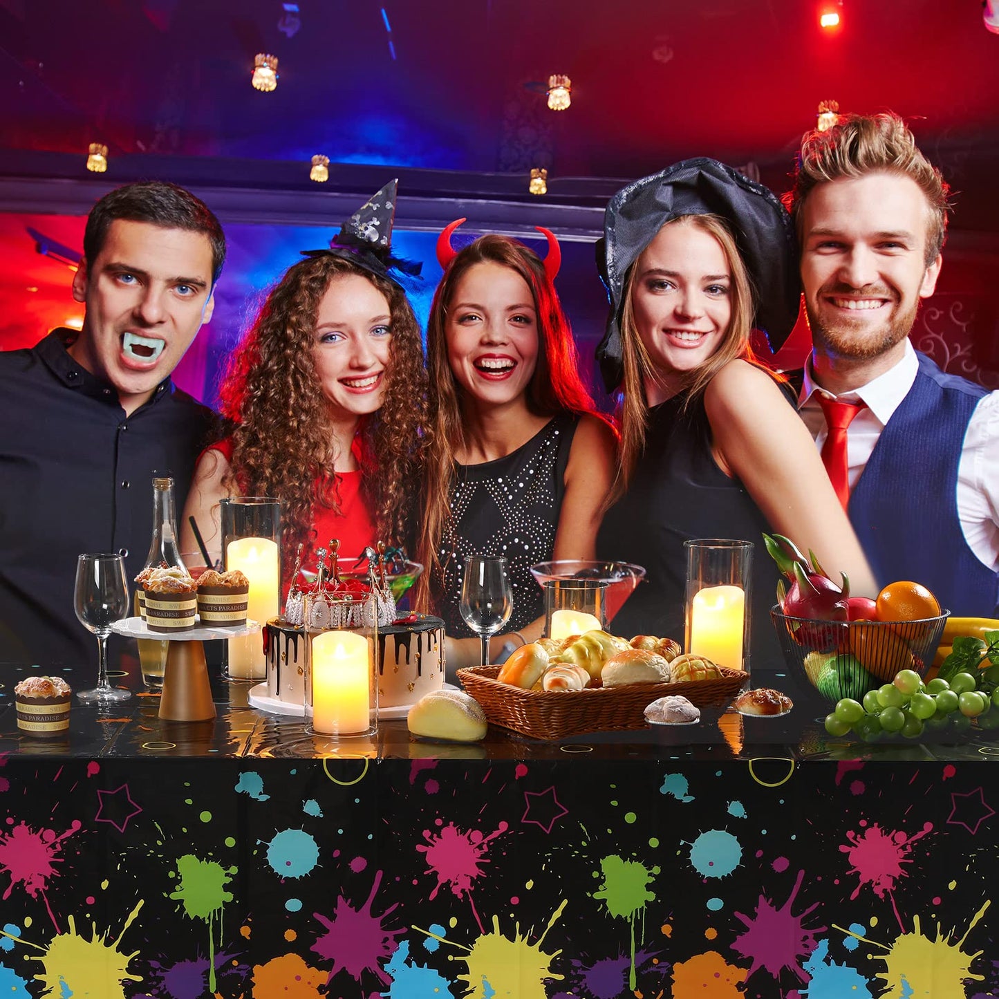 Glow Party Table Covers Neon Plastic Tablecloths 108 x 54 Inch
