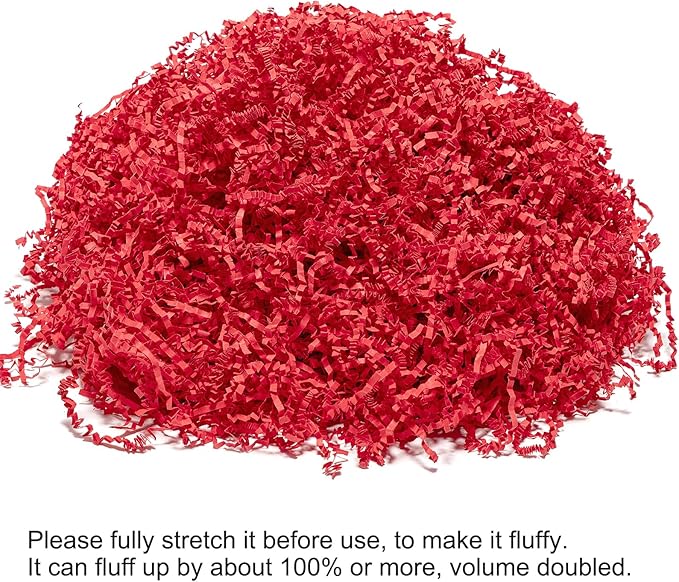 Mefleet 2 LB Crinkle Cut Paper Shred Filler Red Crinkle Shredded