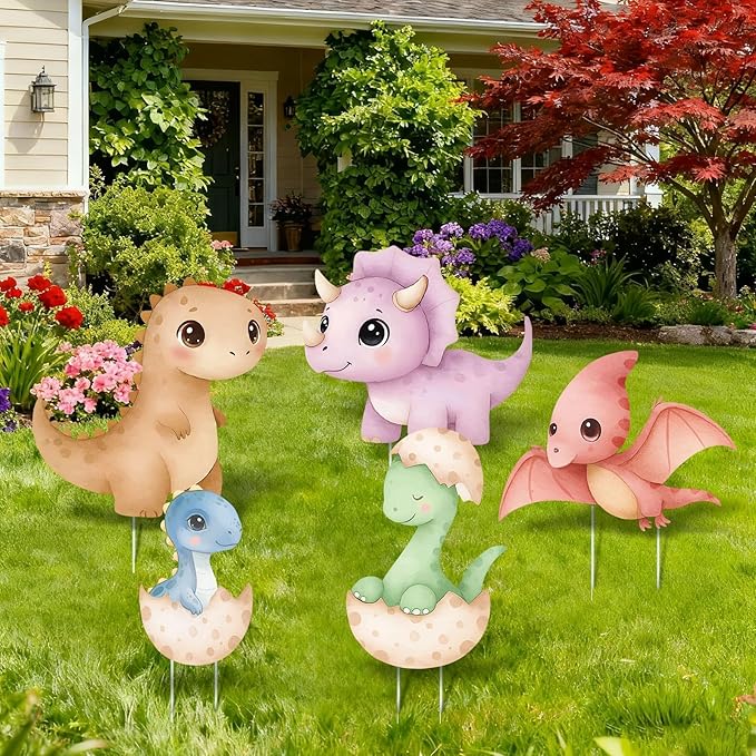 5Pcs Dinosaur Baby Shower Decorations Large Baby Dinosaur Cardboard