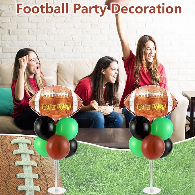 4 Sets Football Party Balloons Stand Kit with Rugby Ball Foil