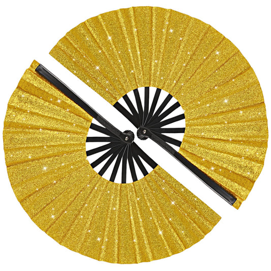 Tkocisa 2 Pack Glitter Large Folding Hand Fans for Line Dancing,