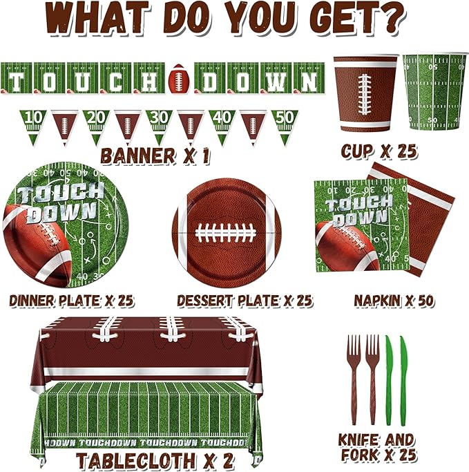 Football Party Decorations Football Plates Napkins Tablecloth Banner