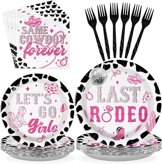 96Pcs Last Rodeo Bachelorette Party Decorations Pink & Silver Disco