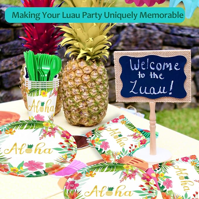 Hawaiian Luau Party Decorations Supplies 350 PCS Aloha Tropical