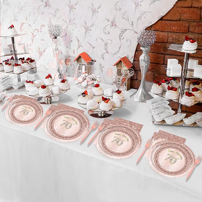 24 Sets 70th Rose Gold Birthday Party Decrations for Women 70
