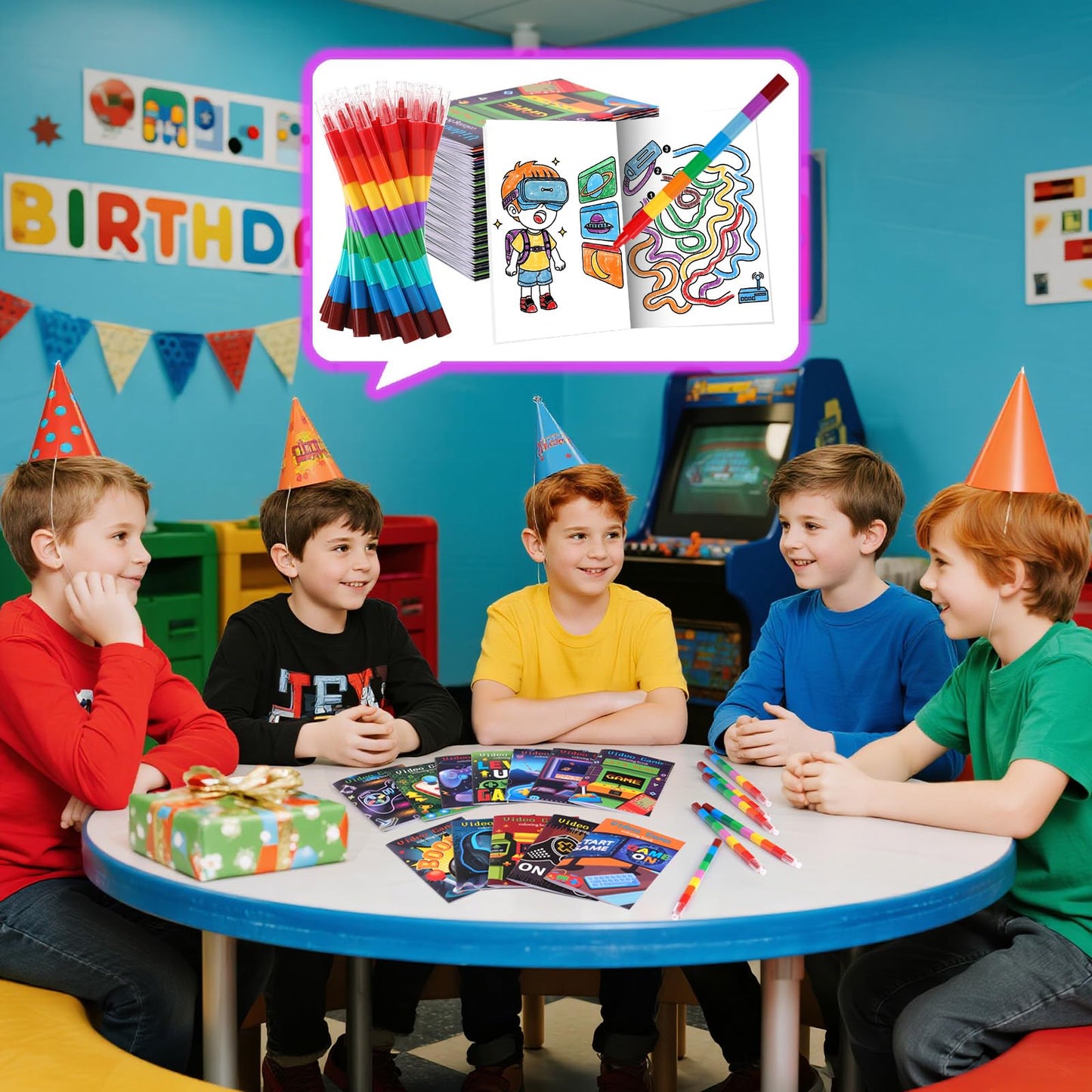 BenLouis 12 Video Game Mini Coloring Books Kids with 12 Stacking