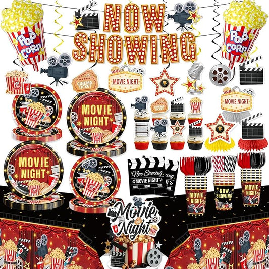 157pcs Movie Night Supplies Convenient Paper Tableware Set Includes