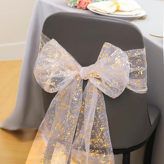 2 Pcs Gold Table Runner Roll, Sheer Gauze Chiffon Tulle