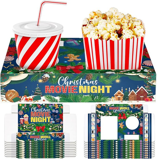 20 Pcs Christmas Movie Night Supplies Movie Night Paper Snack Trays