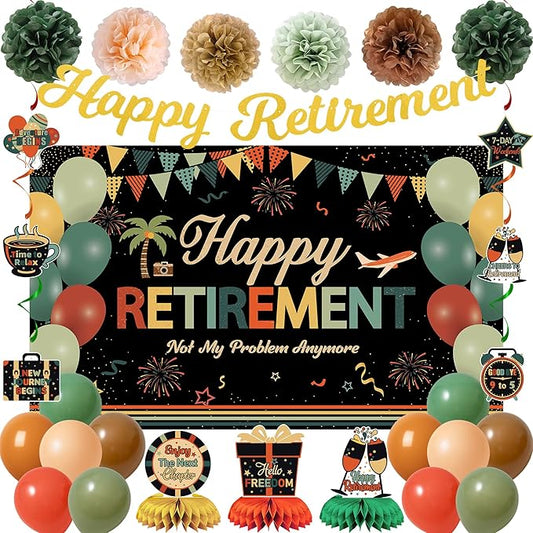 Retirement Decorations for Men Women Colorful Vintage Retirement