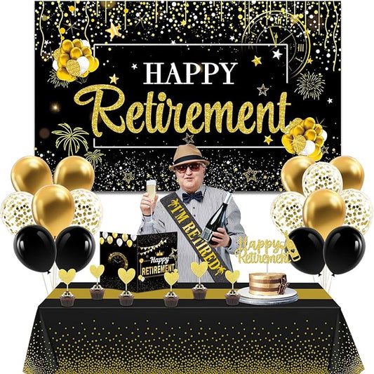26Pcs Happy Retirement Party Decorations for Men Women with Happy