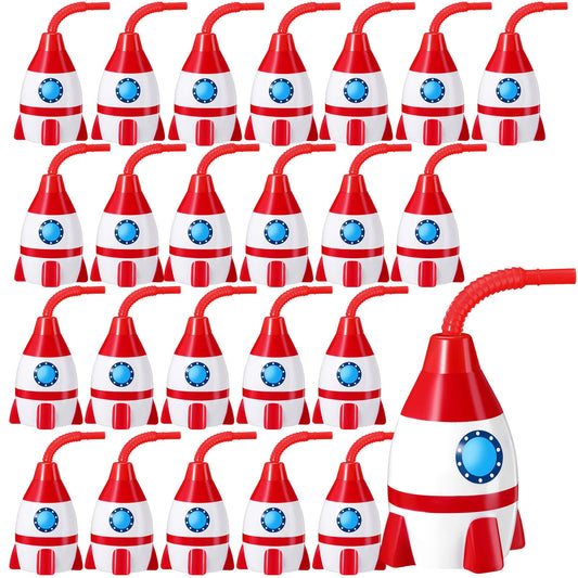 Tanlade Space Cups Bulk Plastic Rocket Shape Cups Rocket Bottles with