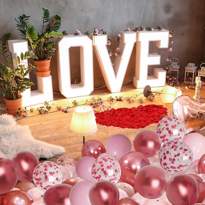 Valentine's Day Balloons Kit with Rose Gold Pink Heart I Love You