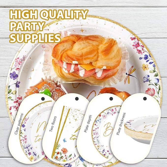 96Pcs Wildflower Bridal Shower Party Supplies Watercolor Floral Miss