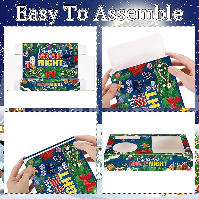 20 Pcs Christmas Movie Night Supplies Movie Night Paper Snack Trays