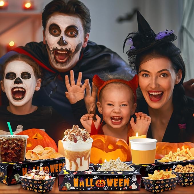 48 Pcs Halloween Party Supplies Movie Night Paper Snack Trays