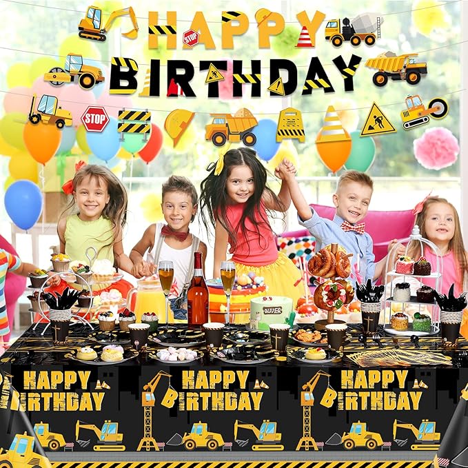 173 Pcs Construction Birthday Party Supplies Serves 24 Include