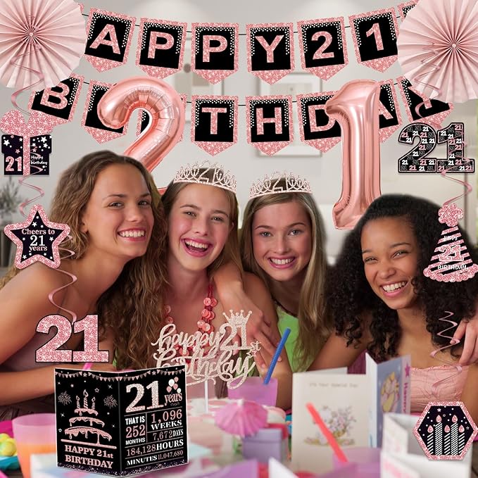 21st Birthday Decorations for Her Women 32PCS 21st Birthday Party