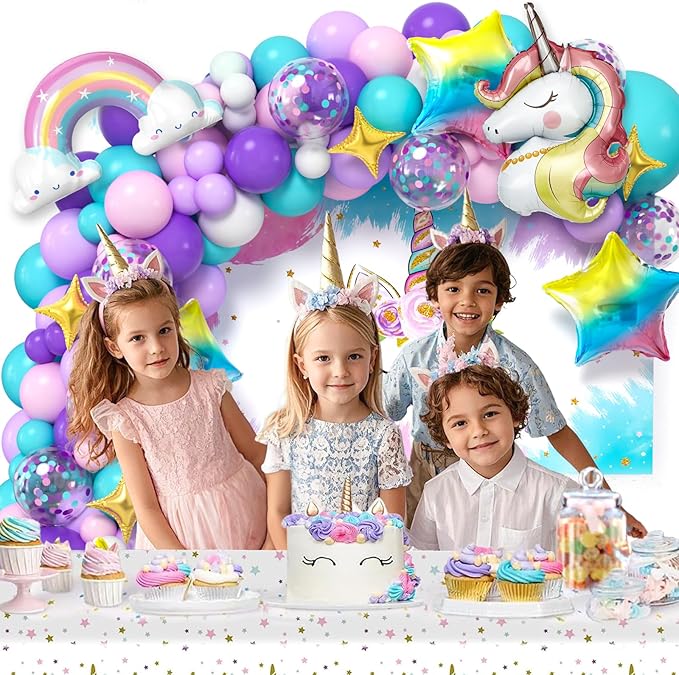 Unicorn Birthday Decorations Party Supplies for Girls Purple Unicorn