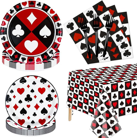 81Pcs Casino Party Decorations Poker Party Tableware Set Includes