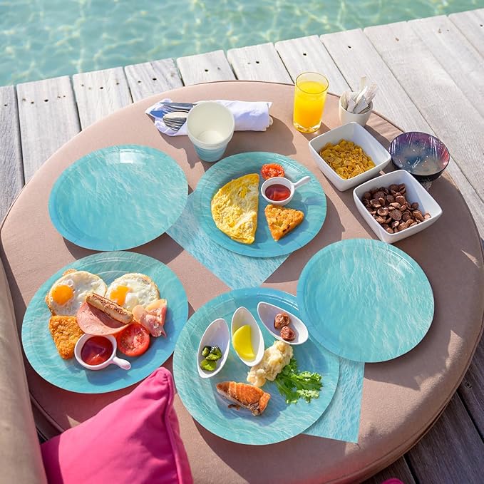 96Pcs Ocean Waves Plates Party Supplies Under the Sea Paper Plates