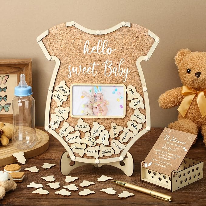 63 Pcs Bodysuit Baby Shower Guest Book Alternatives Set Baby Shower