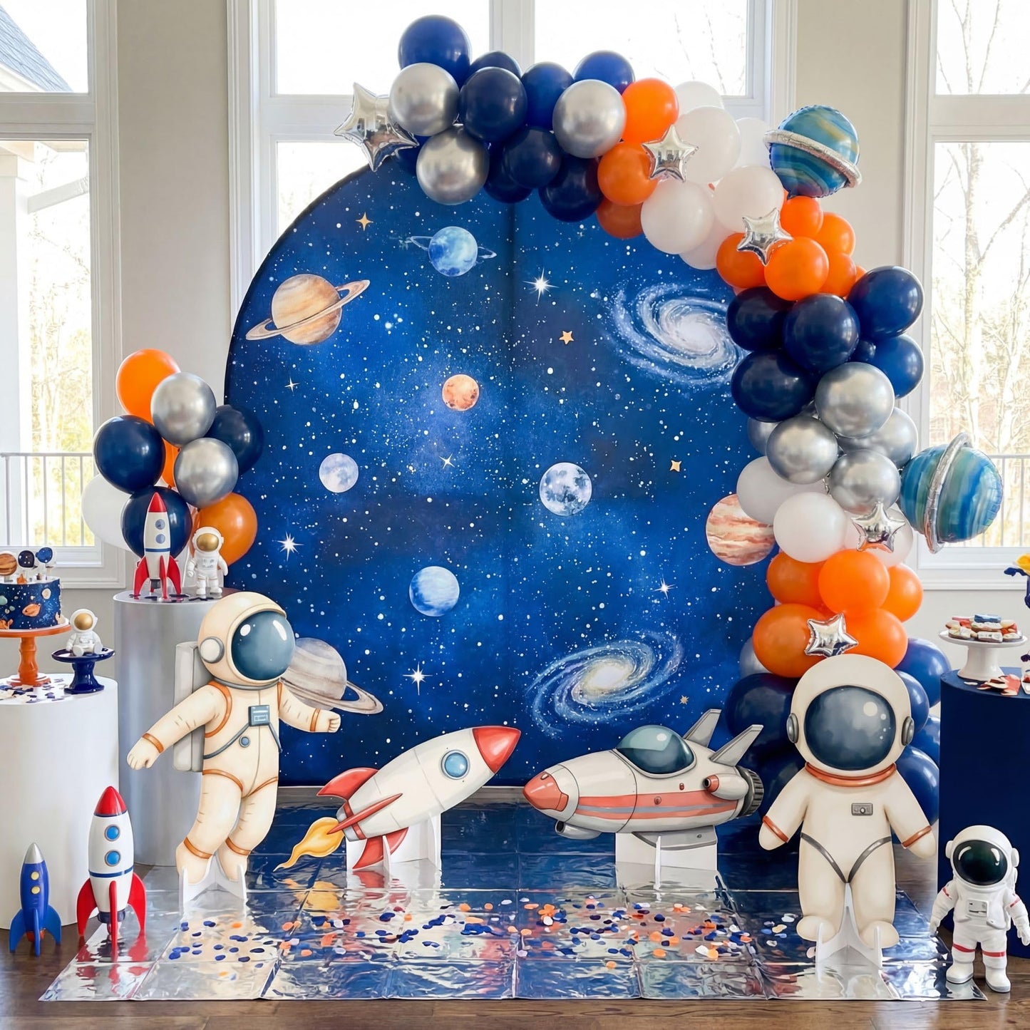 4 Pcs Large 30" Astronaut Cardboard Cutouts, Space Birthday